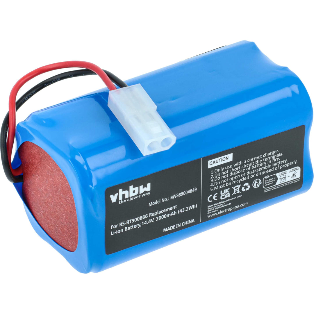 vhbw Akku kompatibel mit Rowenta Explorer 60, 20, 40, 50, 45 Saugroboter Blau (30000 mAh, 14,4 V, Li