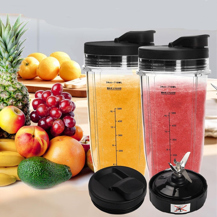 2 StüCk Mixer Becher Mit Deckel, Smoothie Flasche Glas 24Oz Becher Mit Einem Tragbaren Deckel Ersatz