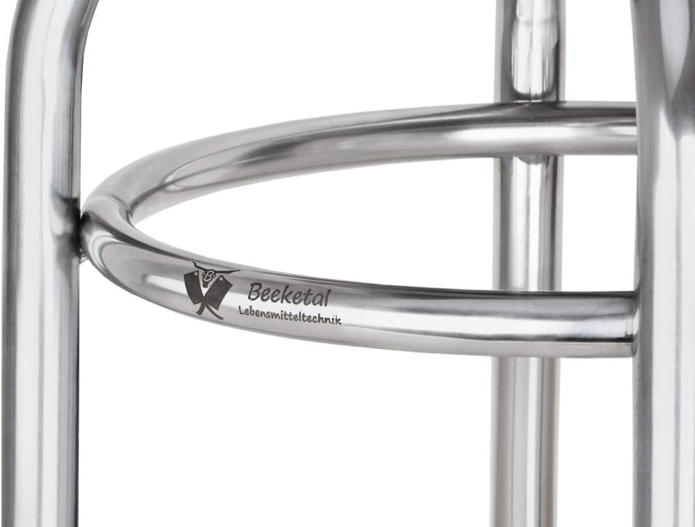 Beeketal 'BEH-30' Hocker aus Edelstahl mit Ø 29 cm Sitzfläche, ca. 1,5 kg, (L/B/H): ca. 370 x 370 x