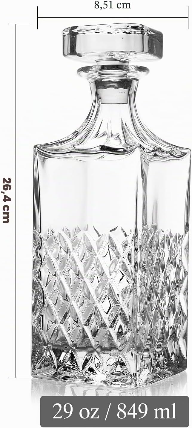 LIGHTEN LIFE Whisky-Dekanter 849, ml bleifreier Whisky Karaffe mit Stopfen in Geschenkbox,Kristall-S