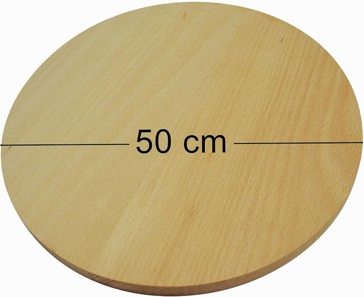 Rundes Schneidebrett aus Holz, zum Schneiden von Pizza-Holz, doppelseitig, 50 cm