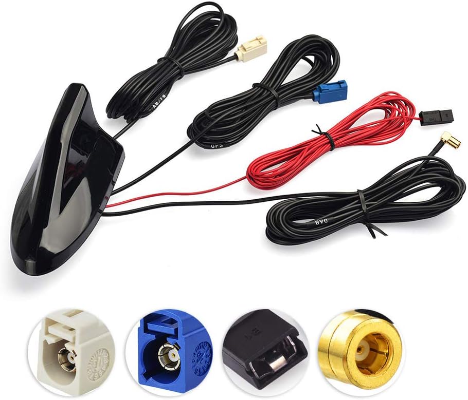 Eightwood DAB Aerial DAB+ DAB Car Aerial Car Radio Aerial DAB Splitter SMB Fakra GPS Adapter AM/FM A