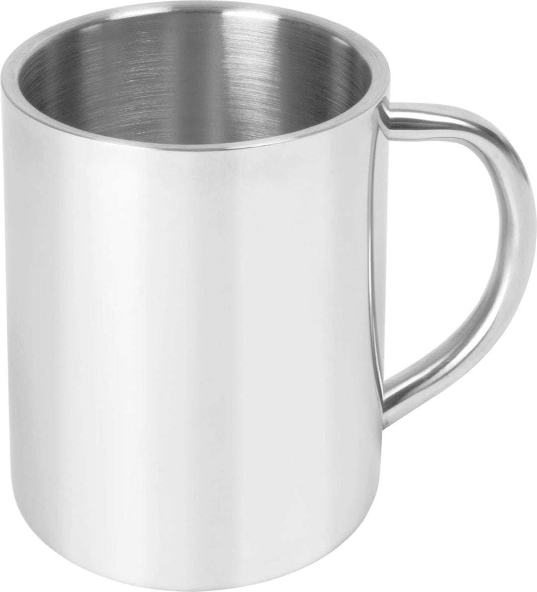 Camping Edelstahl Geschirrset 2X Besteckset + 2X Teller + 2X Tasse Silver mit Griff OneSize, Silver