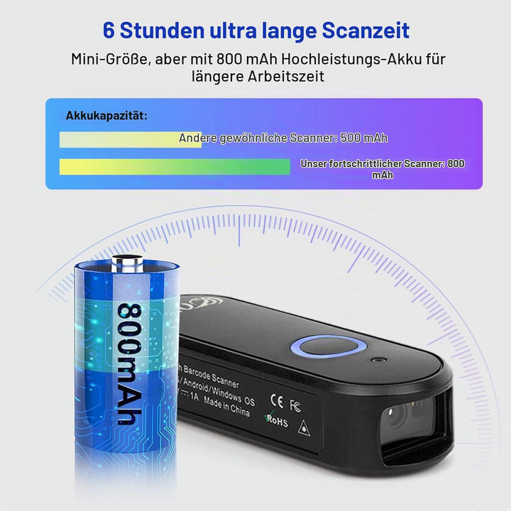 OBZ Mini 2D Barcode Scanner Bluetooth, Barcode Scanner Kabellos 3 in 1 USB &amp; Bluetooth &amp; 2.4G Wirele
