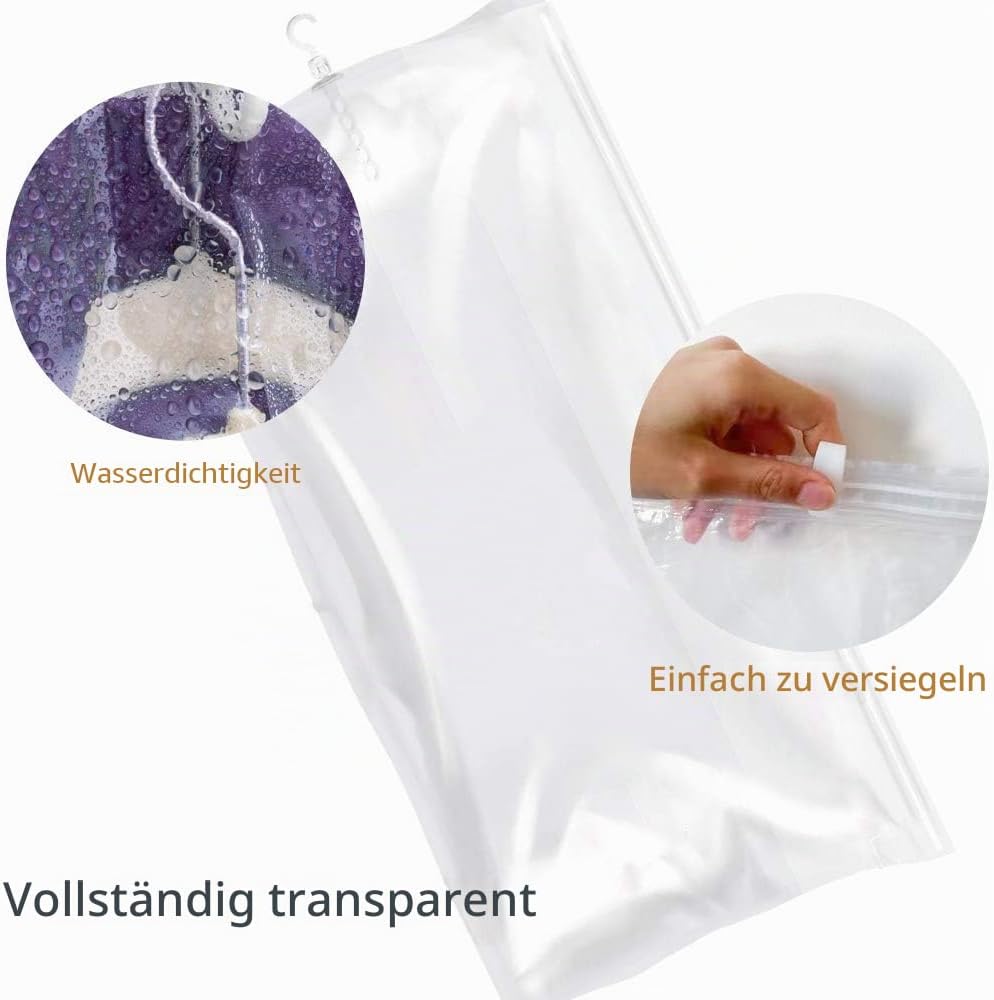 Vakuum-Kompressionsbeutel, zum Aufhängen, platzsparend, transparent, mit Haken, für Anzüge, Mäntel,