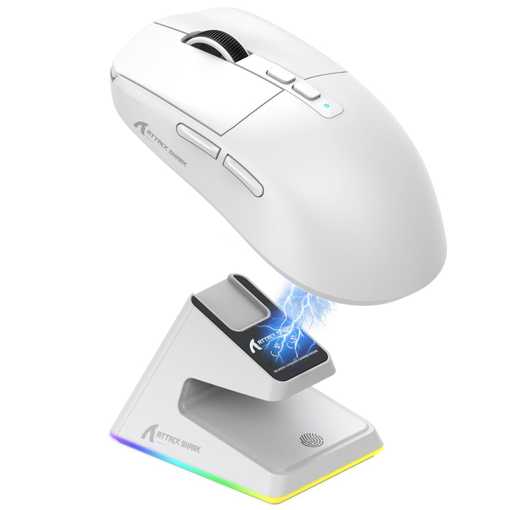 ATTACK SHARK X6 49g Superlight Maus mit magnetischer Ladestation, PixArt PAW3395 Gaming-Sensor, BT/2