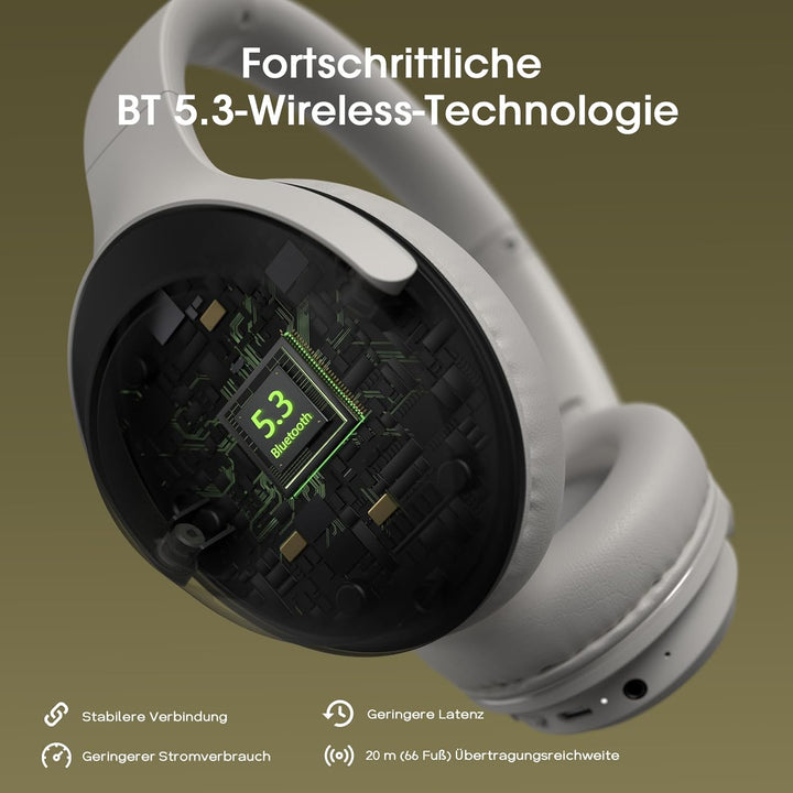 DOQAUS Bluetooth Kopfhörer Over Ear, 70 Stunden Spielzeit,Kopfhörer Kabellos Bluetooth mit 3 EQ-Modi