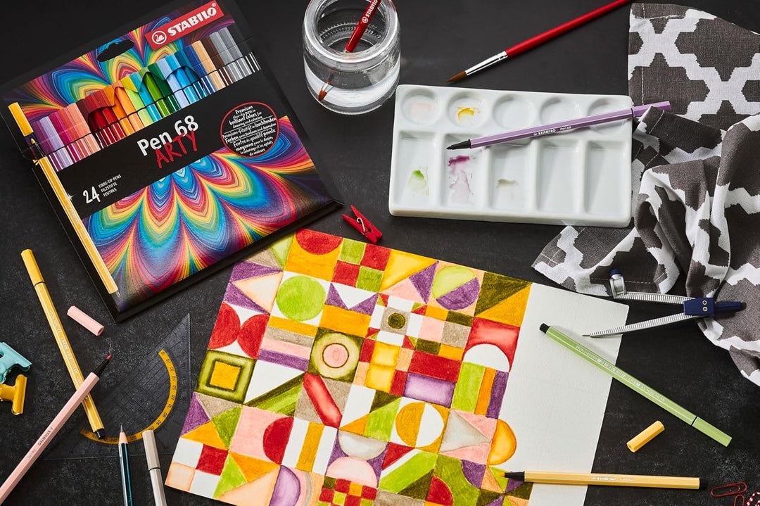 Premium-Filzstift - STABILO Pen 68 - ARTY - 50er Metalletui - mit 46 verschiedenen Farben 50er ARTY