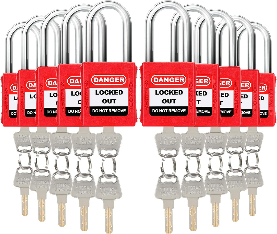Lockout Vorhängeschloss Set, 10 Stück Watherproof Schloss mit Schlüsseln, 38mm Lockout Tagout Schlös