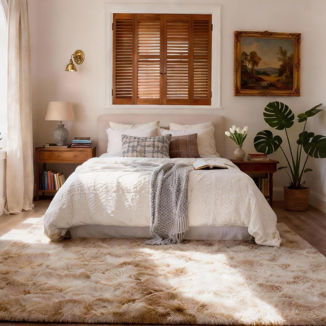 MARATIP Plüsch Teppich,Flauschiger Teppich Rund,grosse Grösse modernes Wohnzimmer,Kinder Mädchen,wei