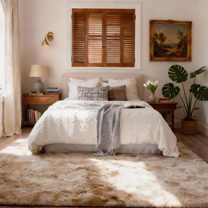 MARATIP Plüsch Teppich,Flauschiger Teppich Rund,grosse Grösse modernes Wohnzimmer,Kinder Mädchen,wei