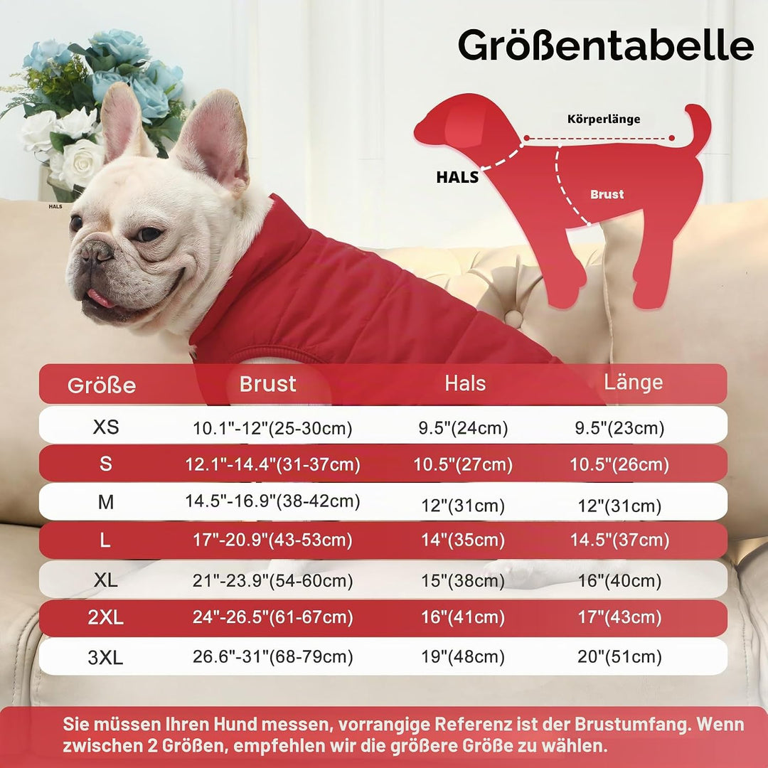 Mit Fleece gefütterte Hundejacke mit 2 Schichten von JoyDaog, sehr warm für den Winter und kaltes We