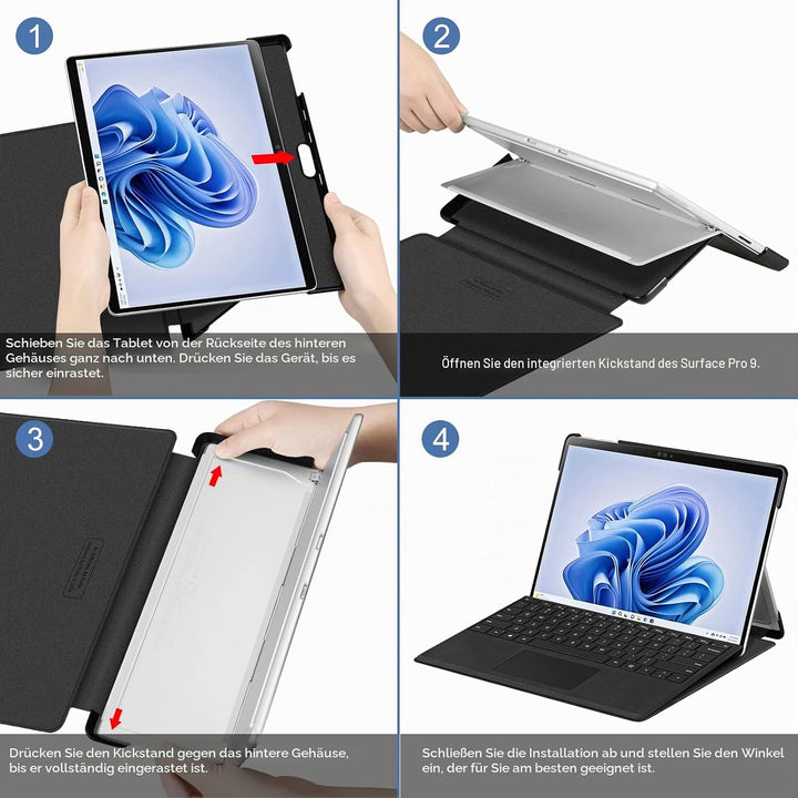 Fintie Hülle für Microsoft Surface Pro 11/10 / 9 (2024-2022) 13 Zoll - Business Schutzhülle mit Hart