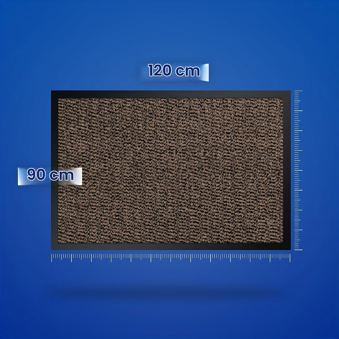 Hochwertige Fussmatte Braun-Schwarz 90x120 gross für Innen &amp; Aussen - Schmutzfangmatte rutschfest, w