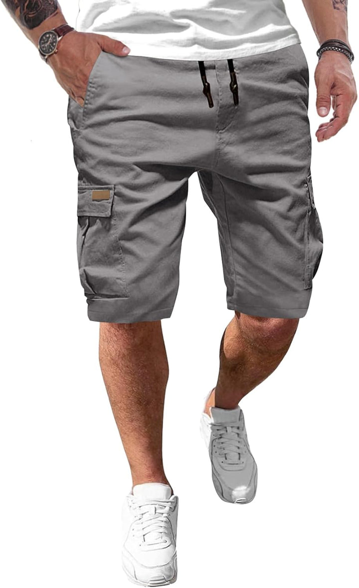 JMIERR Kurze Hosen Herren Baumwolle Cargo Shorts Herren Sommer Freizeithose mit Taschen S C Grau, S
