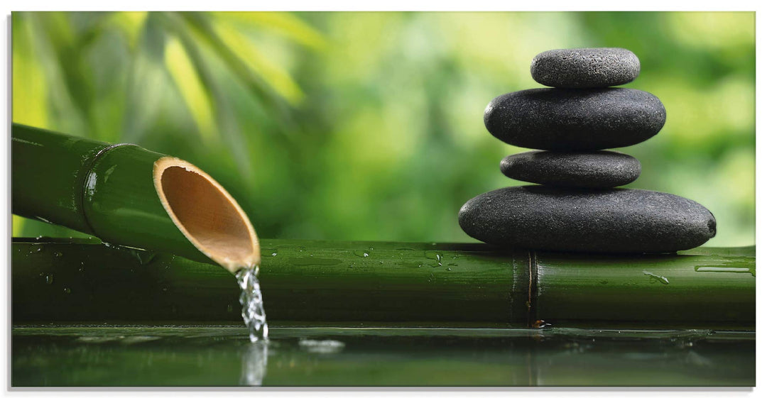 ARTland Glasbilder Wandbild Glas Bild einteilig 100x50 cm Querformat Asien Wellness Zen Spa Steine B