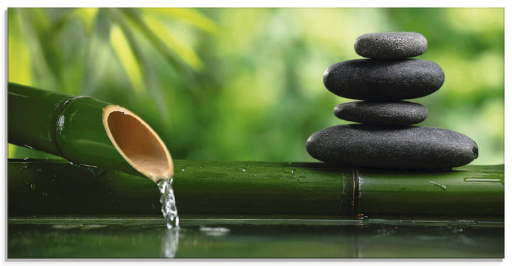 ARTland Glasbilder Wandbild Glas Bild einteilig 100x50 cm Querformat Asien Wellness Zen Spa Steine B