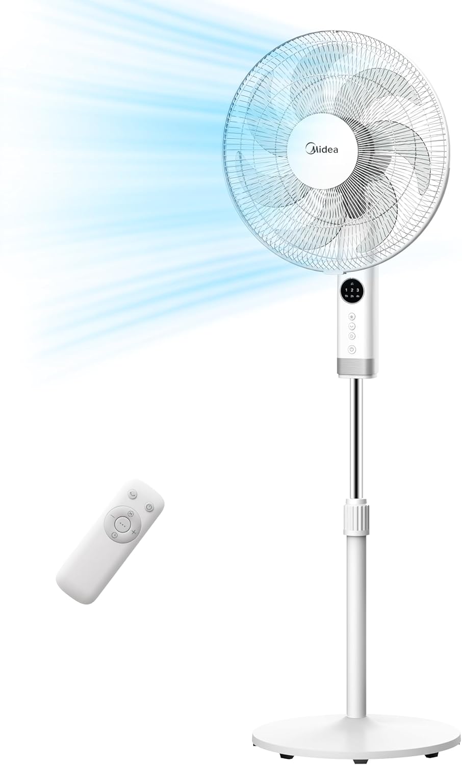 Midea FS40-23MR Standventilator mit 3 Geschwindigkeiten, Teleskophöhe und -grösse, Fernbedienung, du
