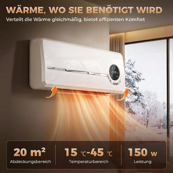 HOMCOM Heizlüfter zur Wandmontage 2000W mit Ventilator, Fernbedienung | Keramik-Wandheizung, 2 Heizm