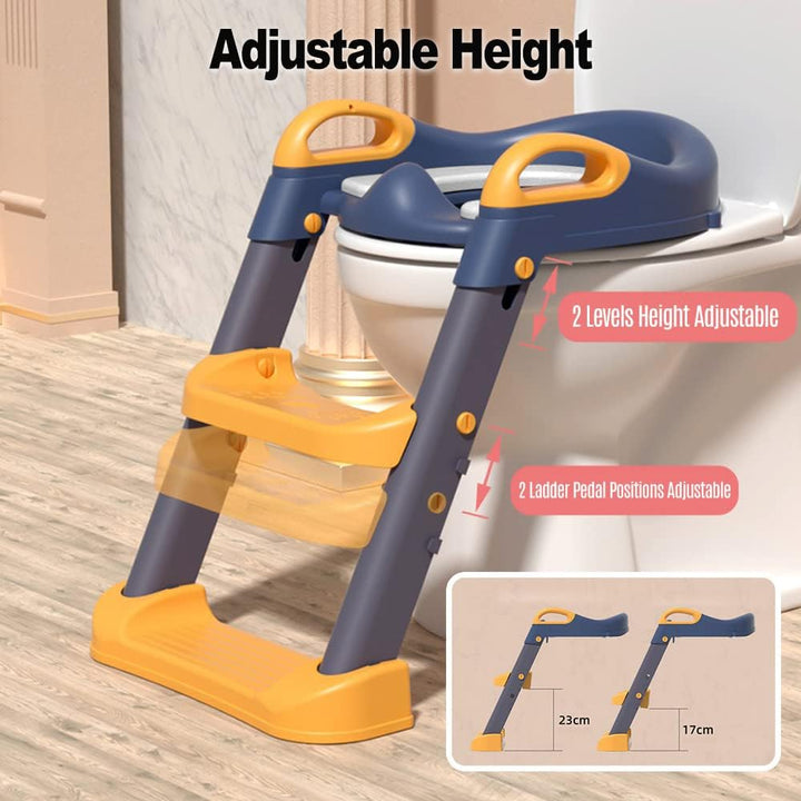 Töpfchentraining Toilettensitze mit Vorderer Spritzschutz, Verstellbarer Stuhlleiter Töpfchen Leiter