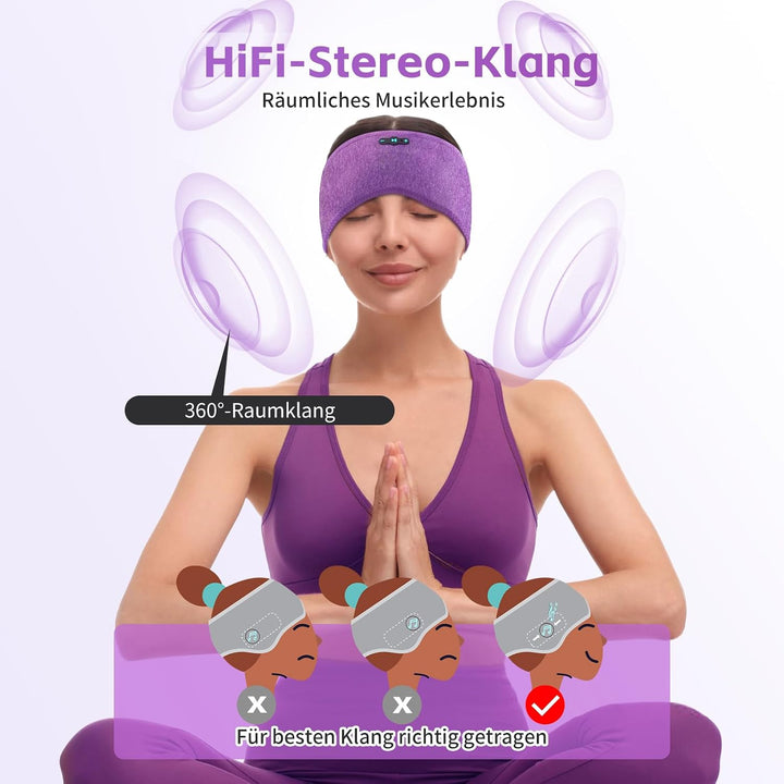 Schlafkopfhörer Bluetooth 6.0, 3-IN-1 Kabellos Stirnband für Seitensschläfer, 20 Std Laufzeit, HD St