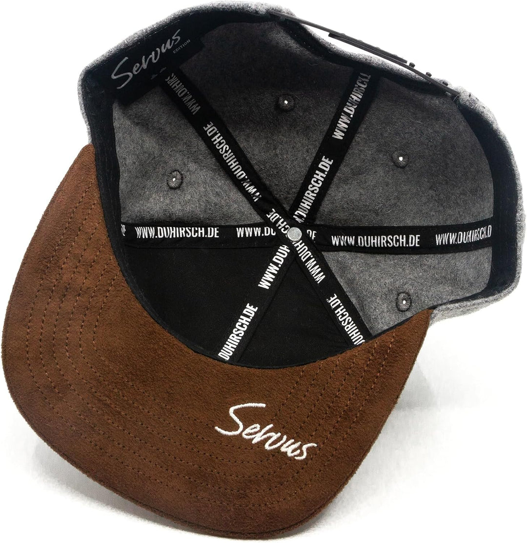 Du Hirsch Bayerisches Snapback Cap Kinder Servus Hellgrau Filz One Size