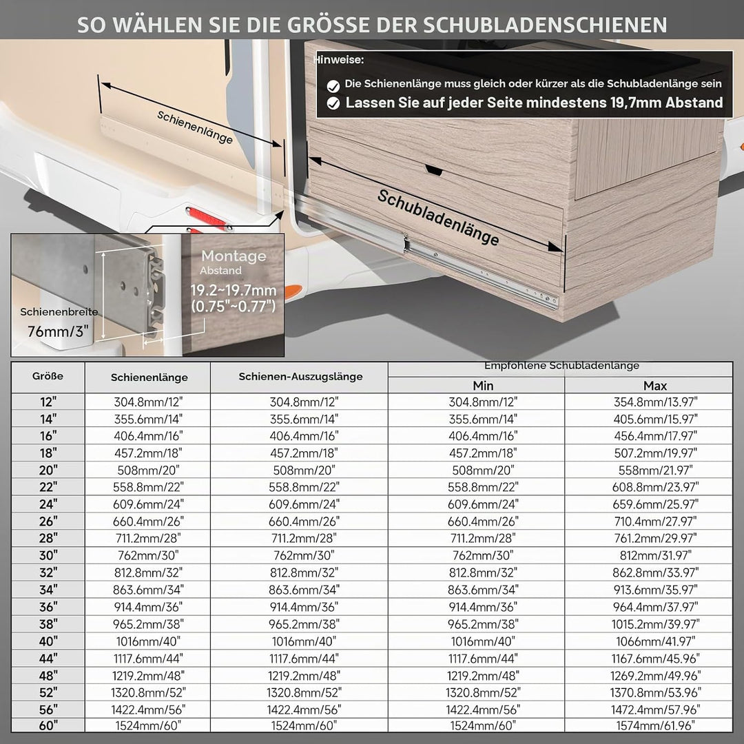AOLISHENG Schwerlast Schubladenschienen vollauszug 1400 mm Schwerlastauszüge mit einer Tragfähigkeit