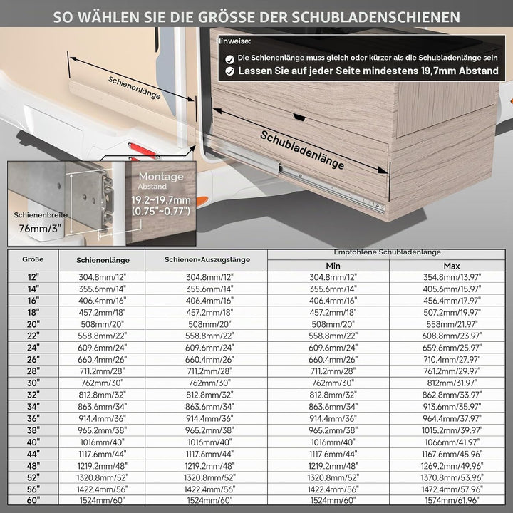 AOLISHENG Schwerlast Schubladenschienen vollauszug 900 mm Schwerlastauszüge mit einer Tragfähigkeit
