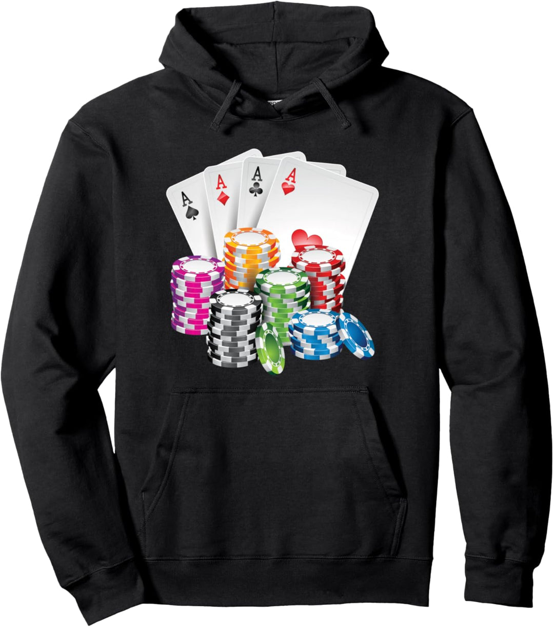 King Poker König Dame Karte Kasino Chip Glücksspiel Casino Pullover Hoodie