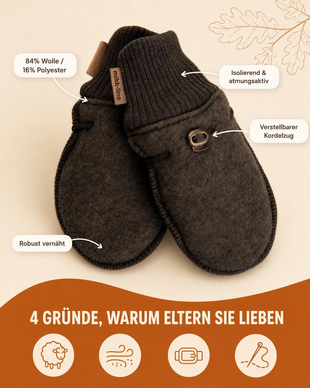 Mikk-line Wollhandschuhe Kinder | Handschuhe Kinder | Handschuhe Wolle Kinder | Wärme Kinder Handsch