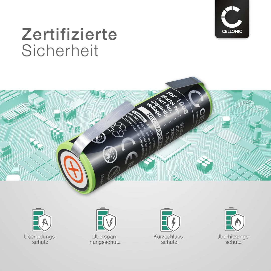 subtel, Akku für Rasierer kompatibel mit Braun 7570, 8985, 5505, 8970, 5000, 8595, 3710 (1.2V, 2500m