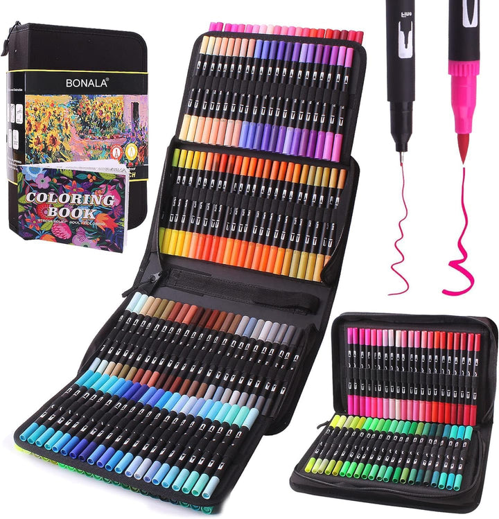 Bonala Brush Pen Set, 132 Doppelspitze Pinselstifte Filzstifte für Erwachsene für Kalligraphie Malen