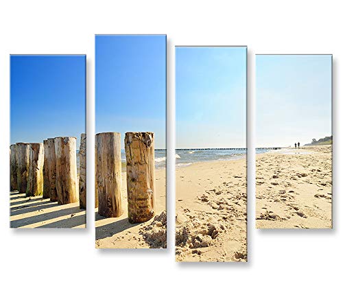 islandburner Bild Bilder auf Leinwand Ostsee Strand 4er XXL Poster Leinwandbild Wandbild Dekoartikel