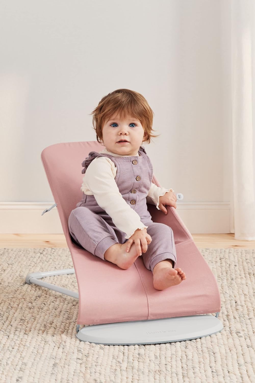 BabyBjörn Babywippe Bliss, Hellgrauer Rahmen, 3D-Jersey, Hellrosa Hellrosa 1 Stück (1er Pack), Hellr