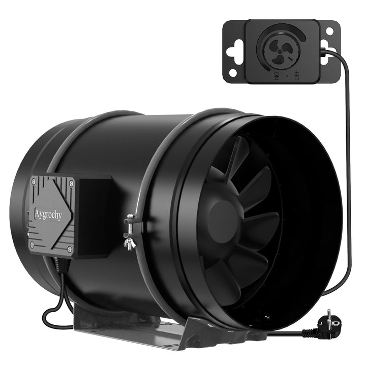 Aygrochy 200mm Regelbar Rohrventilator 70W, EC Motor Abluftventilator für Heizung, Kühlung, Booster,