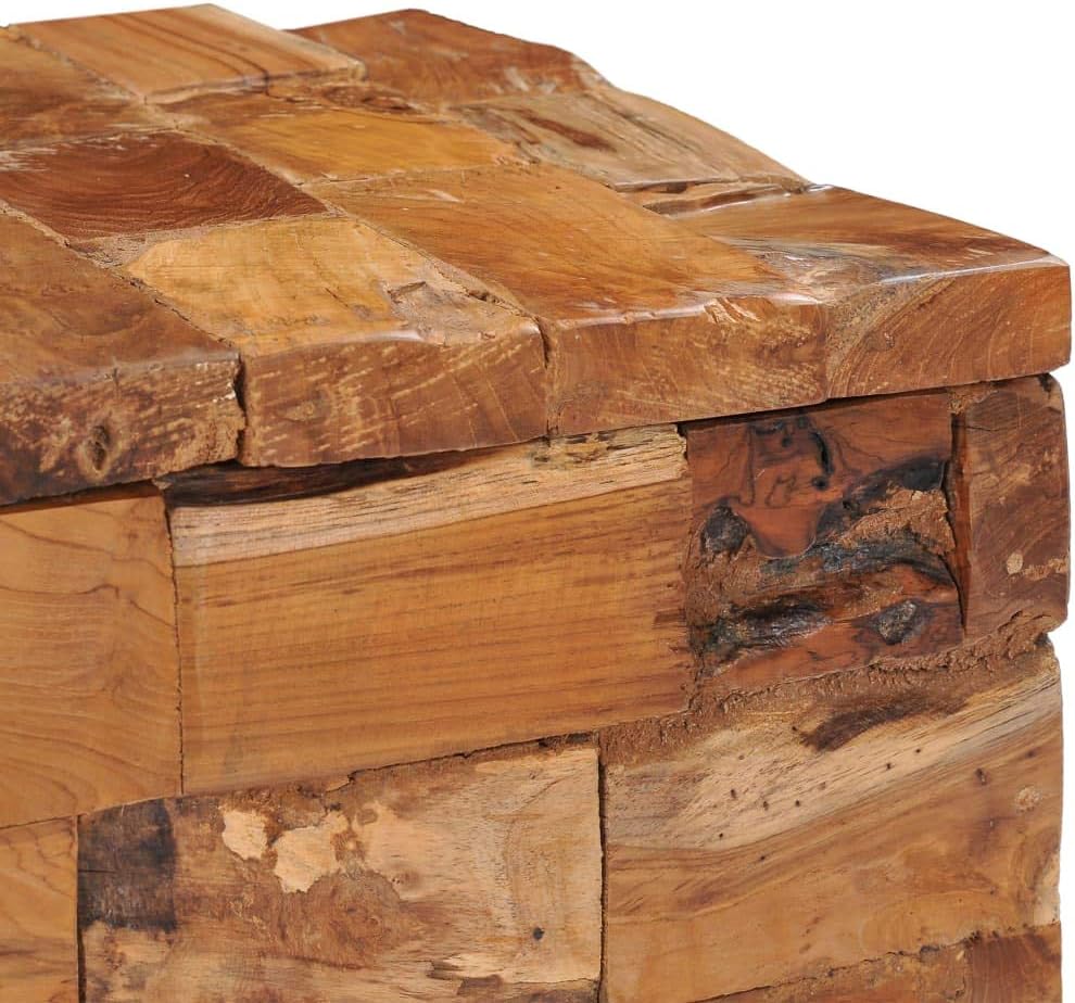 Massivholz Teak, 40 x 40 x 45 cm | Dekohocker, Schemel, Blumenhocker, Hocker mit Stauraum