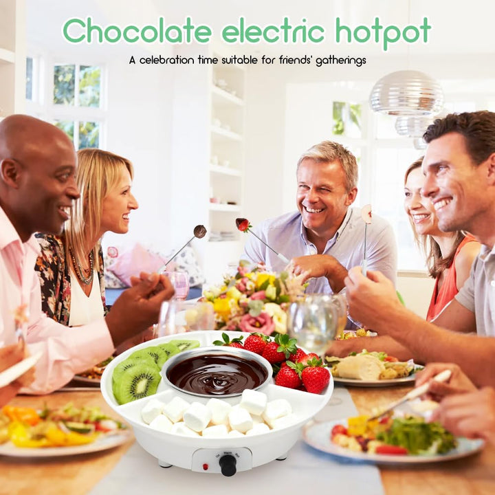 Schokoladen Fondue Set, 260ml Elektrisches Schokoladen mit 2 Temperaturstufen, Abnehmbare Servierpla