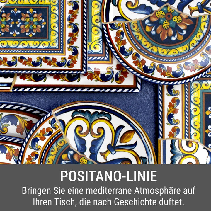 H&h Positano Set aus 6 rechteckigen Tellern 30x20, Steinzeug