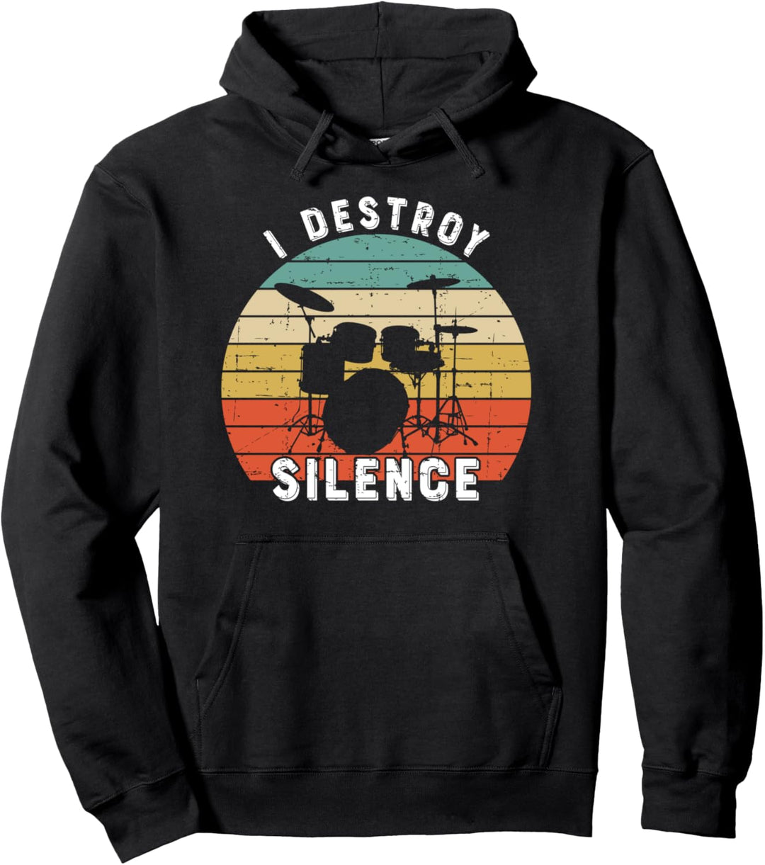 I Destroy Silence Drums Geschenk – lustige Schlagzeuger Pullover Hoodie