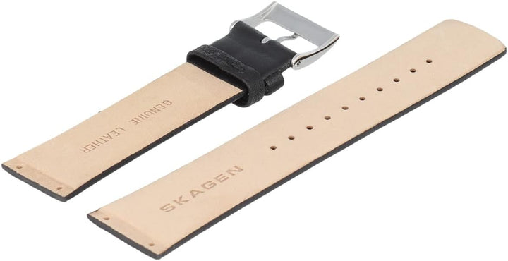 Skagen Uhrenarmband 22mm Leder Schwarz verschraubter Anstoss - SKW6104