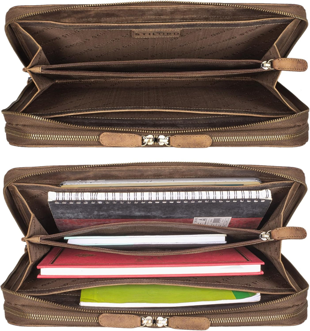 STILORD 'Ferris' Vintage Leder Dokumentenmappe - Perfekt für Arbeit, Büro & Meetings - Konferenzmapp