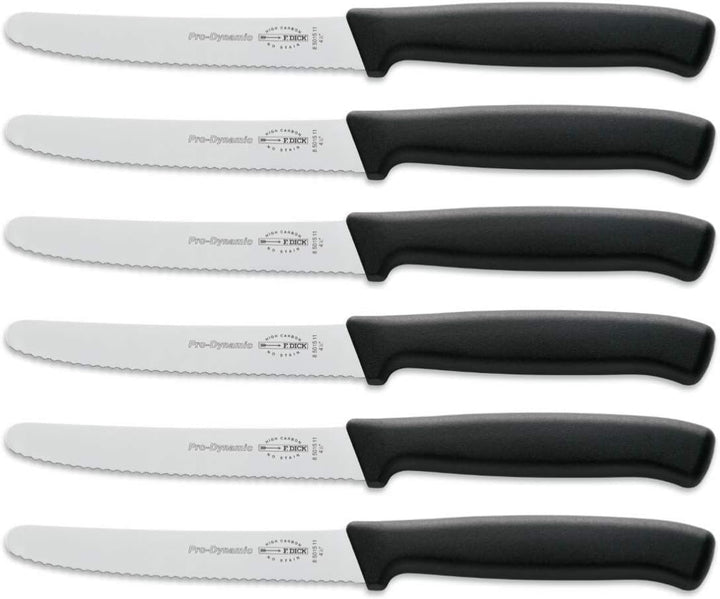 F. DICK Allzweckmesser-Set ProDynamic (6x Messer schwarz mit Klinge 11 cm, Microverzahnung, X55CrMo1