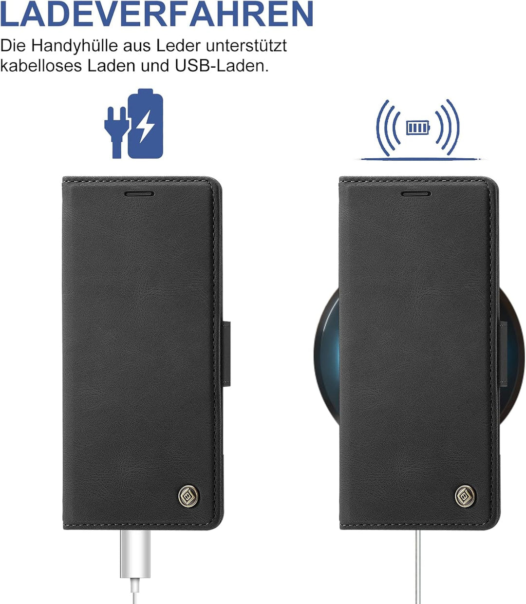 Handyhülle für Samsung Galaxy Z Fold 4 Hülle mit Schutzfolie, Standfunktion Kartenfach Wallet Premiu