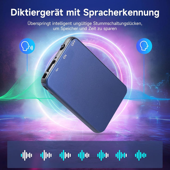 64GB Mini Diktiergerät, Vormooi Metall Diktiergerät mit Spracherkennung mit 40 Stunden Langer Batter