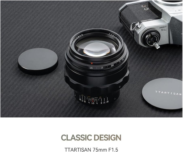 TTARTISAN 75mm f1.5 Swirly Bokeh Objektiv, manuelles Vollformat-Objektiv mit grosser Blende für M42-