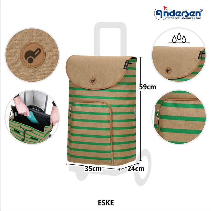 ANDERSEN Einkaufstrolley - Scala Shopper Eske grün 47 L Handwagen, modern, nachhaltig, Shopping, kla