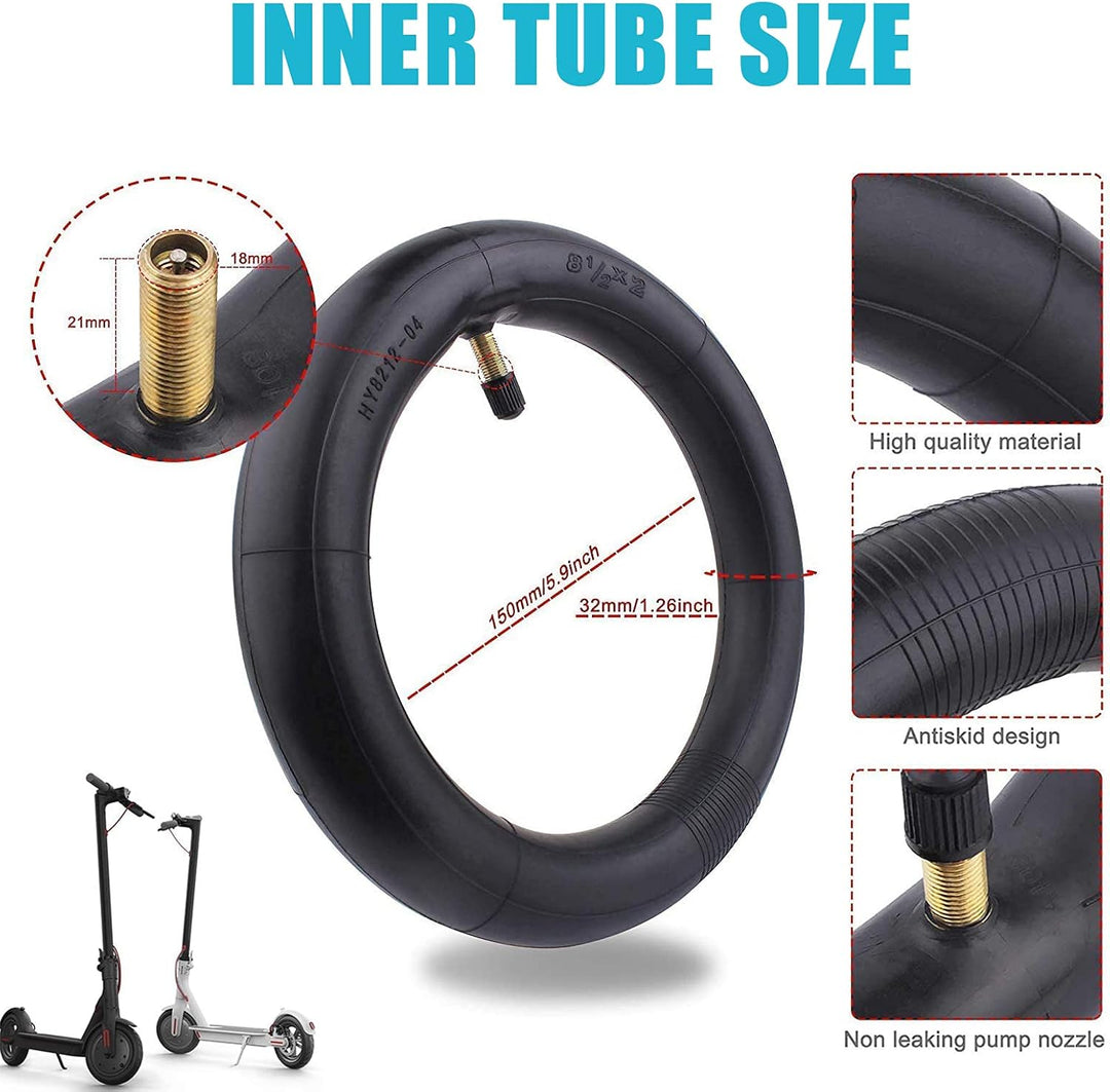 8 1/2 Replacement Wheels Outer and Inner Tyres, Electric Scooter Rubber Tyres, Durable Anti-Slip Tyr
