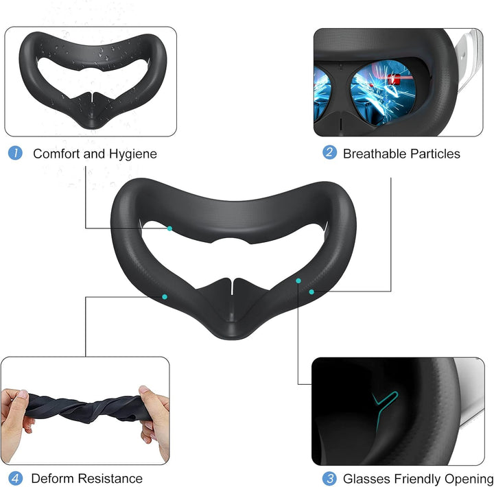 SUPERUS Kopfband & Silikon Face Cover Kompatibel mit Oculus/Meta Quest 2 Zubehör, verbesserter Komfo