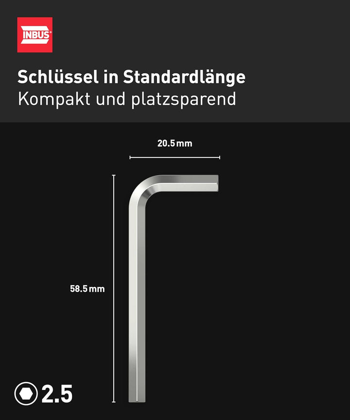 INBUS® 73455 Winkelschraubendreher 2.5mm, 100 Stück — Made in Germany 2.5 mm (100 Stück), 2.5 mm (10