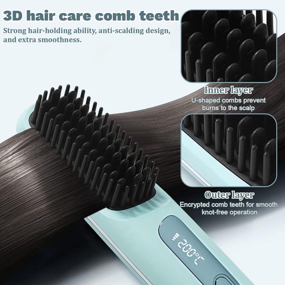 Mini-Haarkamm,Glättbürste Kabellos, 2026 Neu Haarglätter Bürste, Tragbare Bürste Glätten, Kabellose